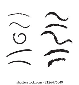 Set of black grunge brush strokes. Template for design