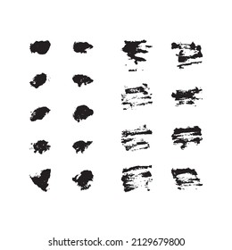 Set of black grunge brush strokes. Template for design