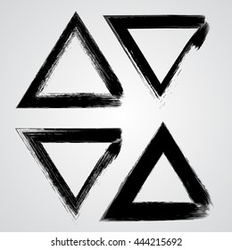Set of black grunge brushstroke rectangles on white background vector illustration. Abstract hand drawn grunge banners