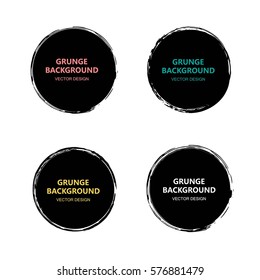 Set of black grunge circle backgrounds. Artistic shapes for design.