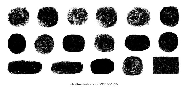 Conjunto de manchas de círculo negro, fondo, texturas. Ilustración vectorial. 