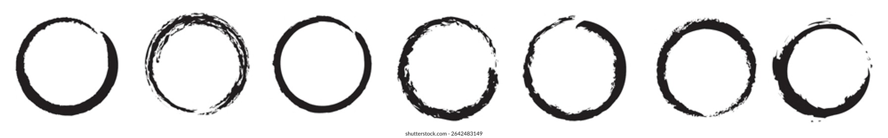 set black grunge circle vector