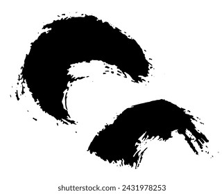 Set of black grunge dirty wavy brush strokes. Distress vector ripped shape silhouettes isolated on white background set. Textured vector element