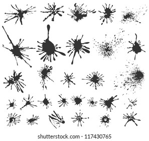 Set of black grunge elements, Illustration.