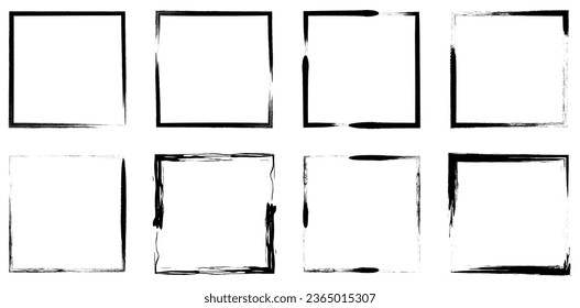 Set of black grunge frames. Vector illustration isolated on white background
