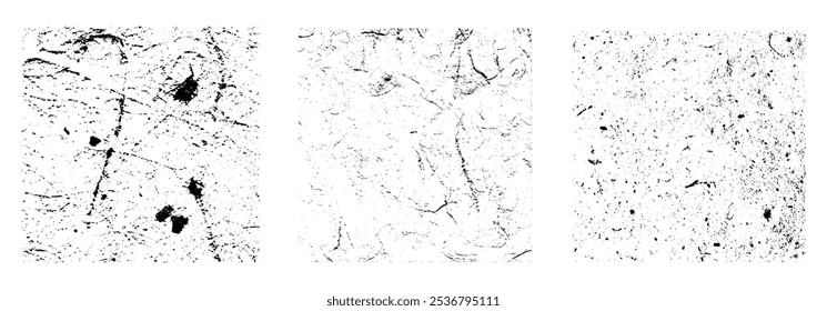 Set of Black Grunge Grain Texture. Dust overlay Distressed Background of  Dirty wall Surface collection