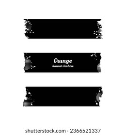 Set of black grunge halftone background for banner
