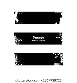 Set of black grunge halftone concept for banner