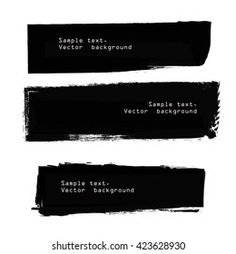 set of black grunge ink banners. isolated on white. vector illustration