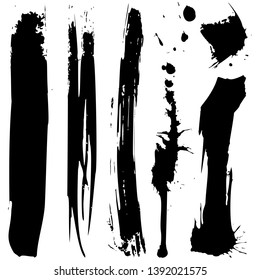 Set of black grunge ink blobs - vector.