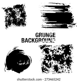 Set of Black grunge ink vector stains - illustration 6
