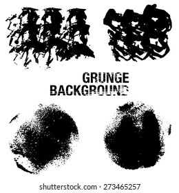 Set of Black grunge ink vector stains - illustration 3