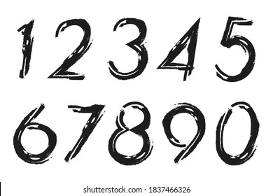 Set Black Grunge Vector Numbers Isolated Stock Vector (Royalty Free ...