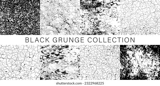 Set of black grunge overlay background. Grunge background template collection