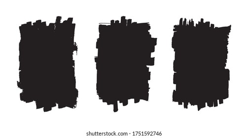 Conjunto de banners de pincel de pintura de color negro.
