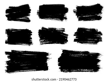 Set of black grunge paint brush backgrounds.Grunge banners.