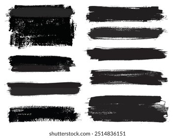 Conjunto de pinceladas de pintura grunge negro.