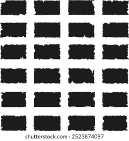 Set of black grunge rectangle frames with jagged edges