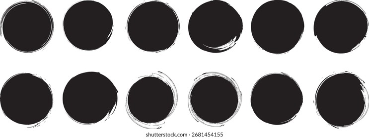 Conjunto de rectángulos de grunge negro rodea las Formas sobre un fondo blanco. Colección de sello de pincel. Cajas grunge de Antiguas para collage, texto, Anuncio, pegatina, diseño de póster. Forma redonda de Grunge.