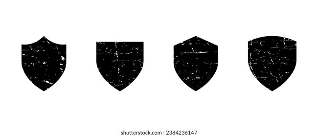 Conjunto de iconos vectoriales de los escudos de grunge negro. Icono fuerte, protector o de defensa. Símbolo de seguridad.