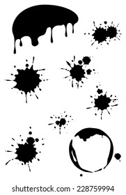 Conjunto de texturas de fondo de manchas de grano negro, vector 