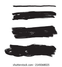 Set of black grunge stroke brush isolated on white background. Grunge backgrounds.Abstract vector template