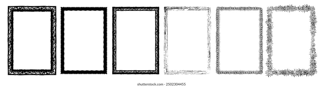 Set of black grunge style frames background