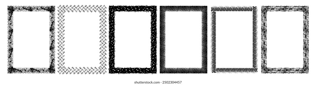 Set of black grunge style frames background