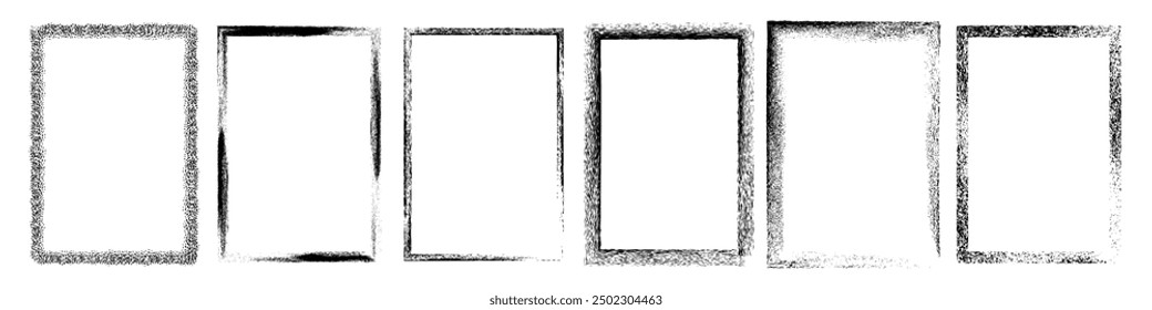 Set of black grunge style frames background
