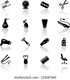 Set of black hail salon icons