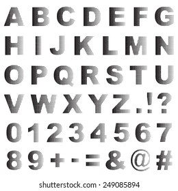 set of black half tone dot alphabet icons, with letters and numbers