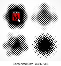 The set of black halftone balls. Creative set of vector particles to create a pop art illustrations and effects.