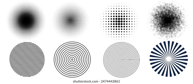 Set of black halftone dots backgrounds. vector