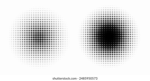 Conjunto de fondos de puntos de semitonos negros. Vector modernos puntos de semitonos artes