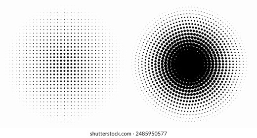 Conjunto de fondos de puntos de semitonos negros. Vector modernos puntos de semitonos artes