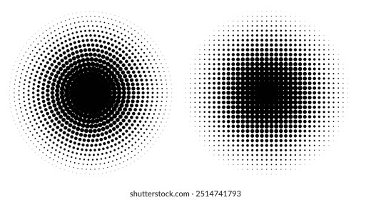 Set of black halftone dots backgrounds. vector modern dots halftone,Pop art comic style gradient circle halftone set Vector isolated on white background dots pattern. dots circle vector ilustration