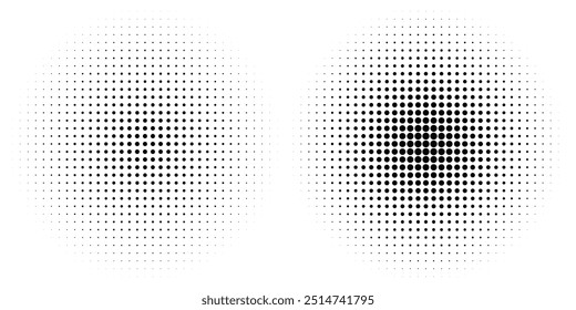 Set of black halftone dots backgrounds. vector modern dots halftone,Pop art comic style gradient circle halftone set Vector isolated on white background dots pattern. dots circle vector ilustration