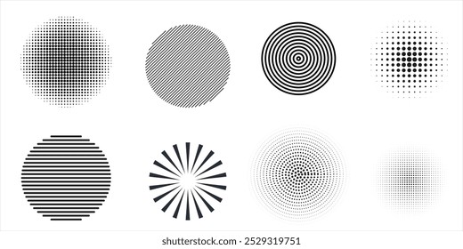 Conjunto de fondos de puntos de semitono negro.