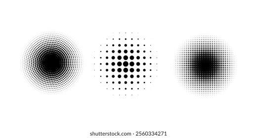 Set of black halftone dots backgrounds. vector modern dots halftone abstract modern 