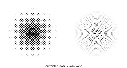 Set of black halftone dots backgrounds. vector modern dots halftone,Pop art comic style gradient circle halftone set Vector isolated on white