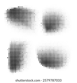 Set of black halftone dots backgrounds. Halftone dot abstract background. Vector format