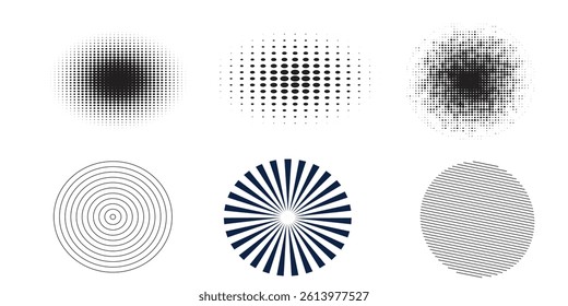 Set of black halftone dots backgrounds. vector