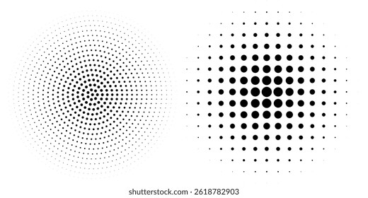 Set of black halftone dots backgrounds. vector modern dots halftone,