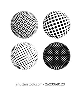 Conjunto de fondos de puntos de semitono negro. Fondo abstracto moderno. Puntos semitonos en forma de círculo. Logotipo redondo. Vector Eps	
