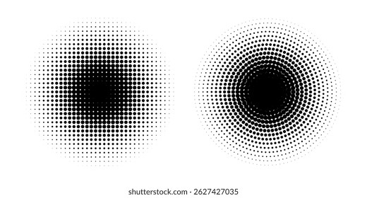 Set of black halftone dots backgrounds. vector modern dots halftone,Pop art comic style gradient circle halftone set Vector isolated on white background dots pattern