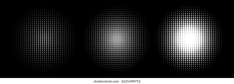 Set of black halftone dots backgrounds. vector modern dots halftone,Pop art comic style gradient circle halftone set Vector isolated on white background dots pattern. dots circle vector ilustration