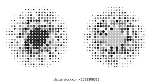 Set of black halftone dots backgrounds. vector modern dots halftone,Pop art comic style gradient circle halftone set Vector isolated on white background dots pattern.