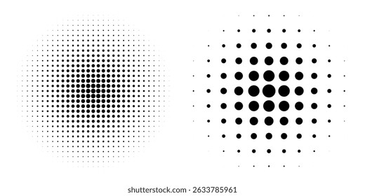 Set of black halftone dots backgrounds. vector modern dots halftone,Pop art comic style gradient circle halftone set Vector isolated on white background dots pattern. dots circle