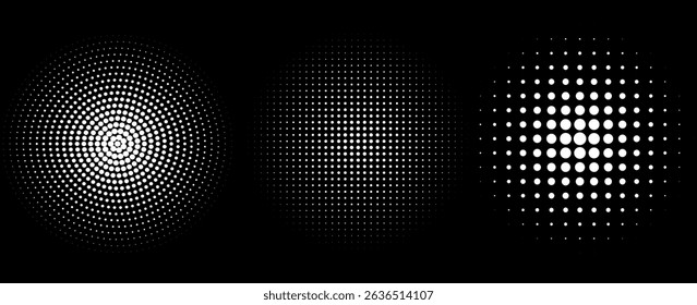 Set of black halftone dots backgrounds. vector modern dots halftone,Pop art comic style gradient circle halftone set Vector isolated on white background dots pattern. dots circle vector ilustration