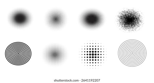 Set of black halftone dots backgrounds. vector